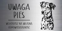 Tabliczka 20x10 cm UWAGA PIES Dalmatyńczyk LAMINAT Z GRAWEREM