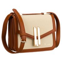 listonoszka damska w kolorach ecru i brązowym, dwukomorowa - peterson