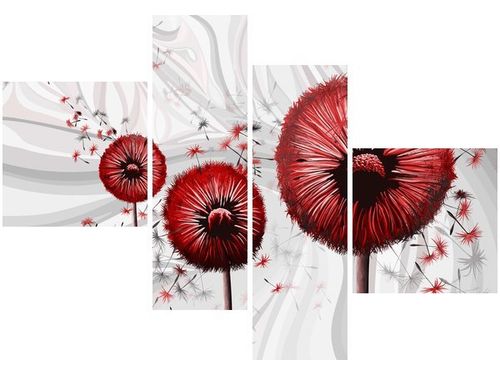 100 70CM OBRAZ 4 ELEM CZERWONE DMUCHAWCE 3 DRUK PŁÓTNO RAMA na Arena.pl