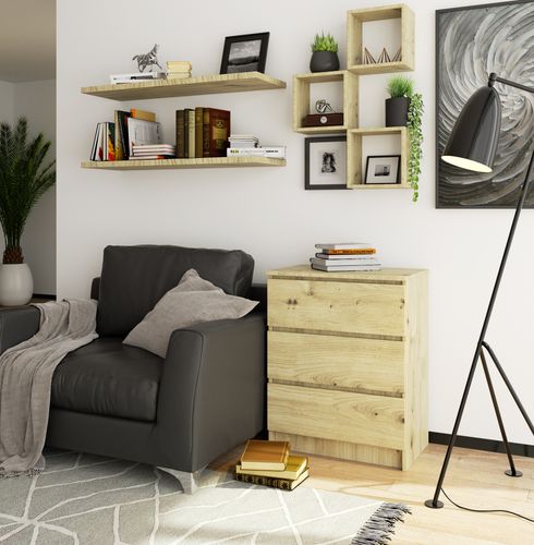 Komoda do salonu K 60 cm 3 szuflady - dąb artisan na Arena.pl