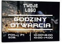 Tabliczka dibond 40x30 godziny otwarcia USŁUGI SPAWALNICZE projekt w cenie