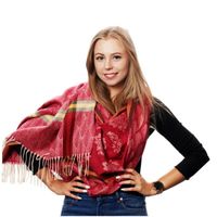 Czerwony Bawełniany duży szalik damski ciepły szal elegancki D09