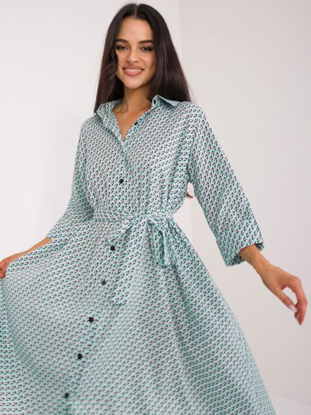 Miętowa sukienka koszulowa z rękawem 3/4 L/XL zdjęcie 4