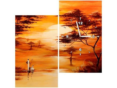 60X60CM ZEGAR TOPNIEJĄCE SŁOŃCE OBRAZ DREWNO ŚCIAN KWADRAT na Arena.pl