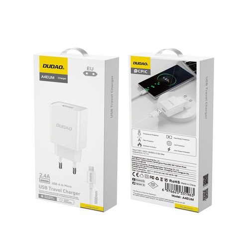 ładowarka sieciowa usb-a 2.1a + kabel usb-a - microusb - biała na Arena.pl