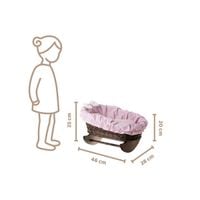 BUJANE ŁÓŻECZKO KOŁYSKA Z WIKLINY DLA LALEK Z POŚCIELĄ 46X28 H 20/25 CM