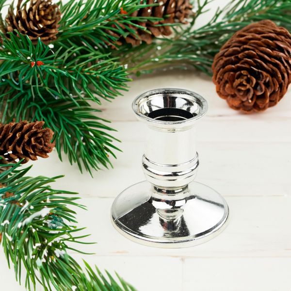 ŚWIECZNIK PLASTIKOWY POJEDYNCZY STOŻKOWY DO ŚWIEC DŁUGICH SREBRNY na kolędę zdjęcie 10