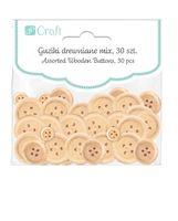 guziki drewniane mix, 30 szt. - naturalne 2627 a'6