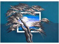 50X70CM LAZUROWY ZACHÓD SŁOŃCA OBRAZ POKOJU DREWNINE