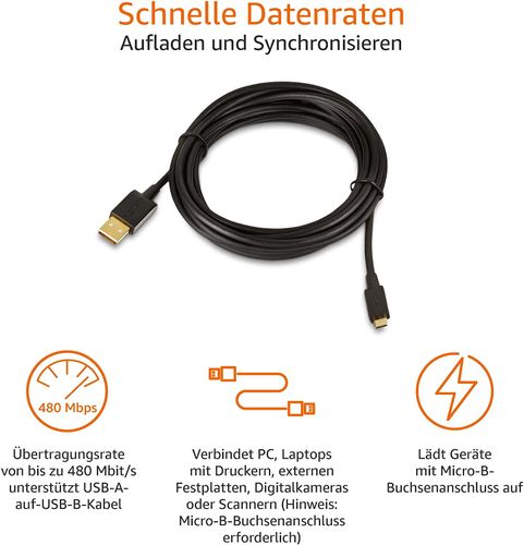 Kabel AmazonBasic USB - microUSB typ B 3 m czarny na Arena.pl