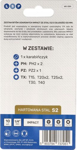 BITY UDAROWE DO WKRĘTARKI STAL S2 ZESTAW BITÓW HEX + KARABIŃCZYK na Arena.pl