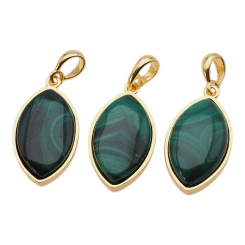 Zawieszka - malachit markiza w srebrze złoconym na Arena.pl