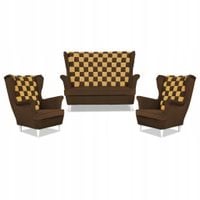 Zestaw uszak CAROL DUO sofa fotele Family Meble brązowo - żółty