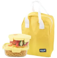 2x szklane pojemniki na żywność z pokrywką żaroodporne torba termiczna