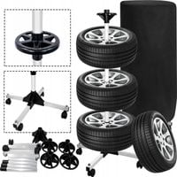 STOJAK MOBILNY Z KÓŁKAMI WIESZAK NA KOŁA OPONY FELGI DO GARAŻU + POKROWIEC