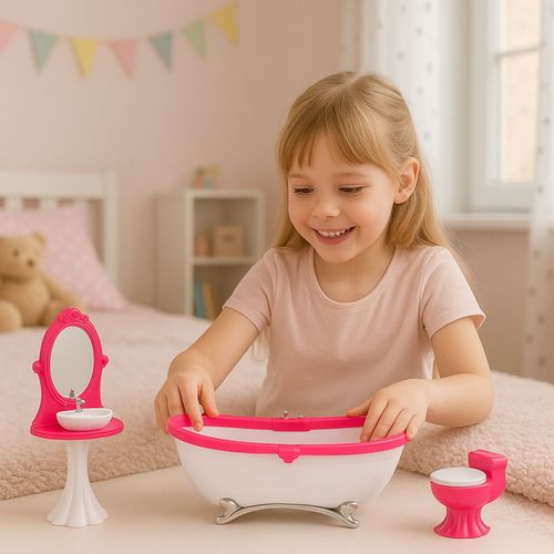 KOMPLET MEBLI ŁAZIENKOWYCH DLA LALEK na Arena.pl