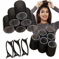 Zestaw Wałki do włosów różne rozmiary + spinki 18el Czarne loki fale