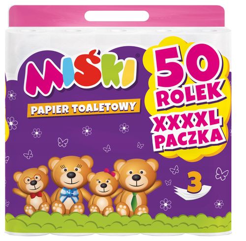Papier toaletowy 50R MIŚKI 3W - 100 Rolek na Arena.pl