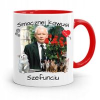Kubek Czerwony Śmieszny Pis Jarosław Kaczyński Z Nadrukiem Ze Zdjęciem