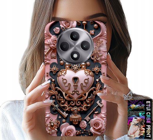 ETUI DO OPPO RENO12 F / 12FS 5G - KOBIECE, MODNE WZORY, KŁÓDKA SERCE RÓŻA na Arena.pl
