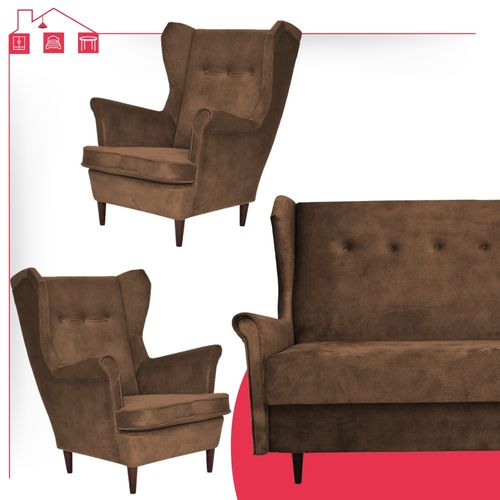 Nowoczesny Komplet Wypoczynkowy do salonu uszak brązowy ARI Family Meble na Arena.pl