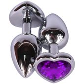 Stalowy Korek Analny Z Fioletowym Kryształkiem Diamond Plug Heart Violet
