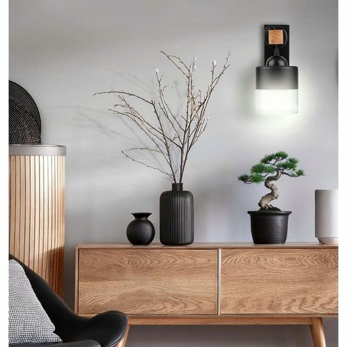 Kinkiet Czarny Lampa Ścienna Nowoczesna Loft Drewniana E27 LEDLUX 60W na Arena.pl