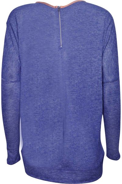 Granatowa Luźna Bluzka Zip - 36 / S zdjęcie 2