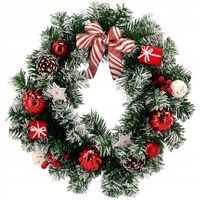 WIANEK ŚWIĄTECZNY NA DRZWI UDEKOROWANY GIRLANDA DO ZAWIESZENIA STROIK 40 cm