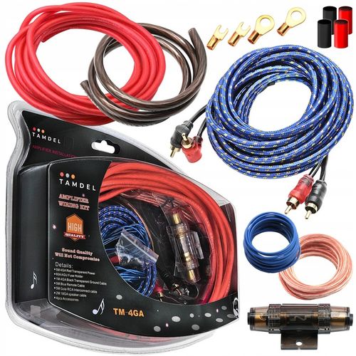 Zestaw kabli do wzmacniacza samochodowego 2000W 4GA na Arena.pl