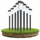 Lampy Solarne Ogrodowe LED Słupek Wbijana Czarna Do Ogrodu Grot Barwa Zimna