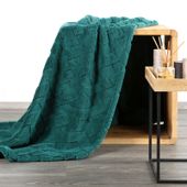 Koc mikroflano z tłoczeniem w formie jodełki CARO 150X200 c. zielony