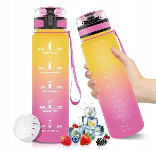 Butelka Bidon na Wodę Miarka Motywacyjna 1L TRITAN 1000ml + sitko na owoce na Arena.pl