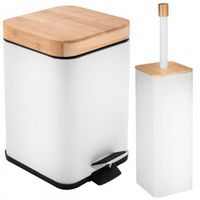 Zestaw Łazienkowy Biały Kwadratowy Kosz 3L i Szczotka WC