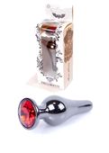 Korek Analny Z Czerwonym Kryształkiem Dark Silver Butt Plug