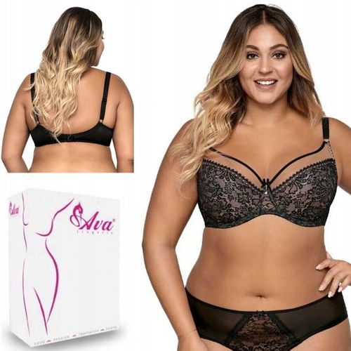 Ava 1396 Stanik BIUSTONOSZ Miękki soft wygodny Koronkowy 95F czarny na Arena.pl