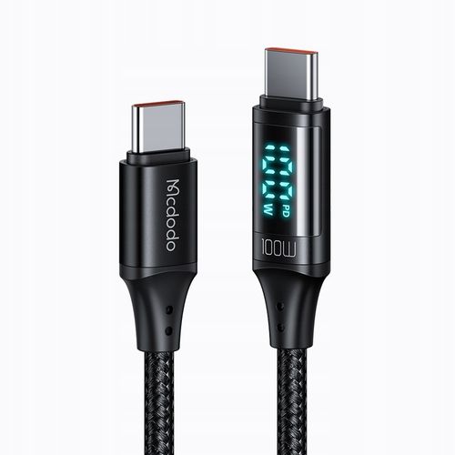 MCDODO KABEL Z WYŚWIETLACZEM USB-C SZYBKIE ŁADOWANIE USB TYP C 5A 100W 1M na Arena.pl
