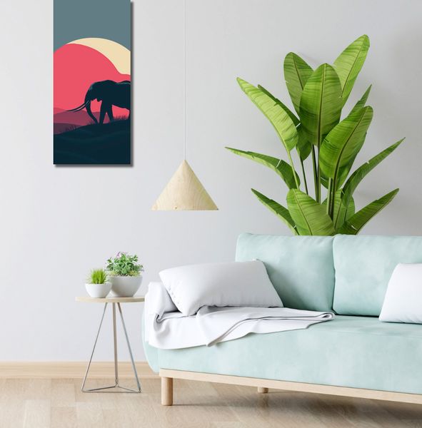 Obraz 30x70cm Słoń przy Czerwieni zdjęcie 2