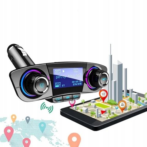 Transmiter Samochodowy FM Bluetooth 5.0 USB micro SD 8w1 AUX Ładowarka na Arena.pl