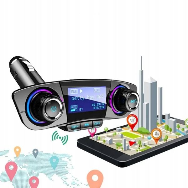 Transmiter Samochodowy FM Bluetooth 5.0 USB micro SD 8w1 AUX Ładowarka zdjęcie 13