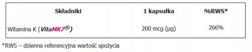 Aliness Witamina K2 z natto MK-7 200µg KOŚCI NACZYNIA KRWIONOŚNE 60kap na Arena.pl
