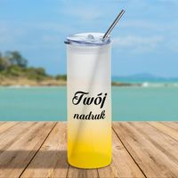 Kubek z matowego szkła żółty gradient - z Twoim nadrukiem