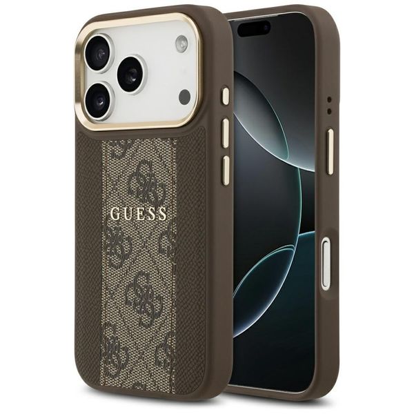 Etui Guess 4G Stripe MagSafe do iPhone 17 Pro brązowy zdjęcie 1