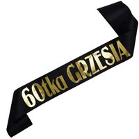 60tka + imię - czarna szarfa ze złotym nadrukiem