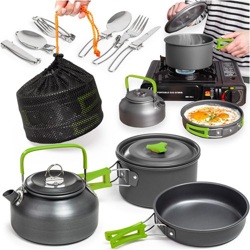 Zestaw Garnków Naczyń Turystycznych Na Kemping Zg4-02 Zielony na Arena.pl