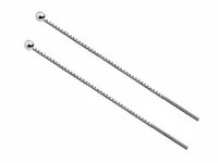 Długie PRZECIĄGANE kolczyki srebrne 925 KULKA 3mm