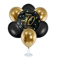Zestaw balonów na stojaku 40 urodziny, czarno-złoty