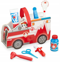 PSI PATROL DREWNIANY POJAZD RATUNKOWY ZESTAW LEKARSKI Z AKCESORIAMI