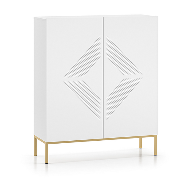 Nowoczesna Komoda Ryflowana 2- Drzwiowa 2D Biała 100 cm KLERMO ML zdjęcie 1