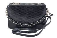 Skórzana lakierowana torebka wieczorowa - Czarna